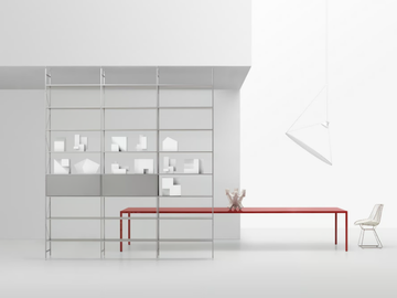 MINIMA 3.0 ROOM DIVIDER - Open divider floor-ceiling mounted aluminium shelving unit by MDF Italia - view 3